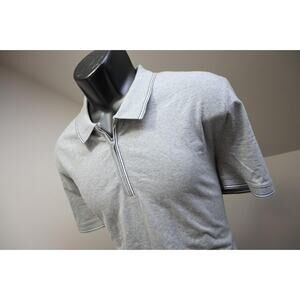 Express 1/4 Zip Polo Shirt Stretch Gray Casual Short Sleeve Mens Sz Large